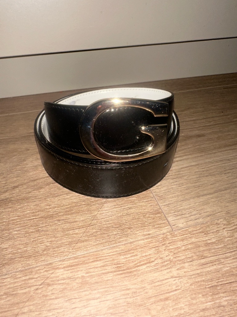 Gucci Vintage Black Men's Leather Belt With Gold 'G' Buckle